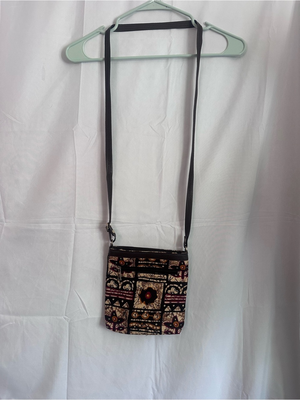 Patterned Crossbody Bag with Black Strap - Multicolor Accent